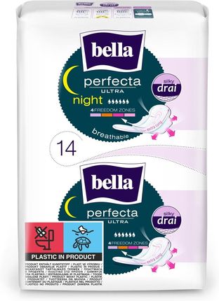 Bella Podpaski Perfecta Ultra Night Silky Drai 7+7 Szt. 14 Szt.
