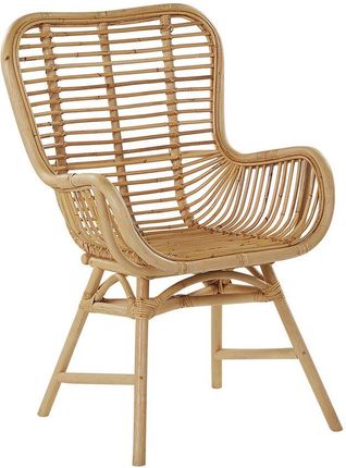 BELIANI Rattanowe krzesło wysokie oparcie plecione beżowe fotel styl boho Togo