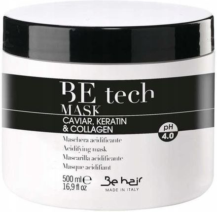 Be Hair BeTech z kawiorem keratyną i kolagenem Maska do włosów zakwaszająca zamykająca łuskę pH 4,0 500ml