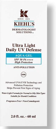Krem Kiehl's Pielęgnacyjny Do Skóry Tłustej Spf 50 Pa++++ Ultra Light Daily Uv Defense Aqua Gel na dzień 60ml