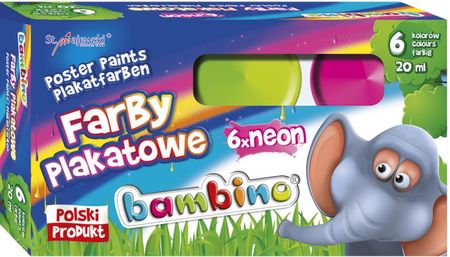 Farby Plakatowe Bambino 6 Kolorów 20 Ml Neon