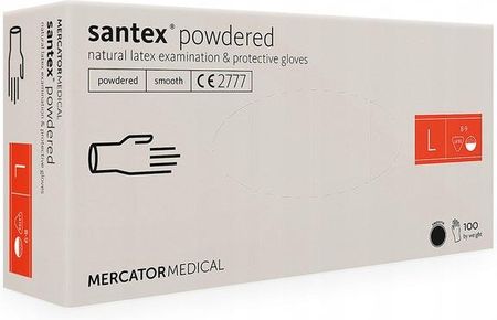 Mercator Medical Rękawice Lateksowe Santex Powdered L 100szt.
