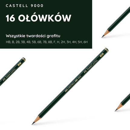 Ołówki Castell 9000 Faber Castell 16 Sztuk Wszystkie Twardości Grafitu