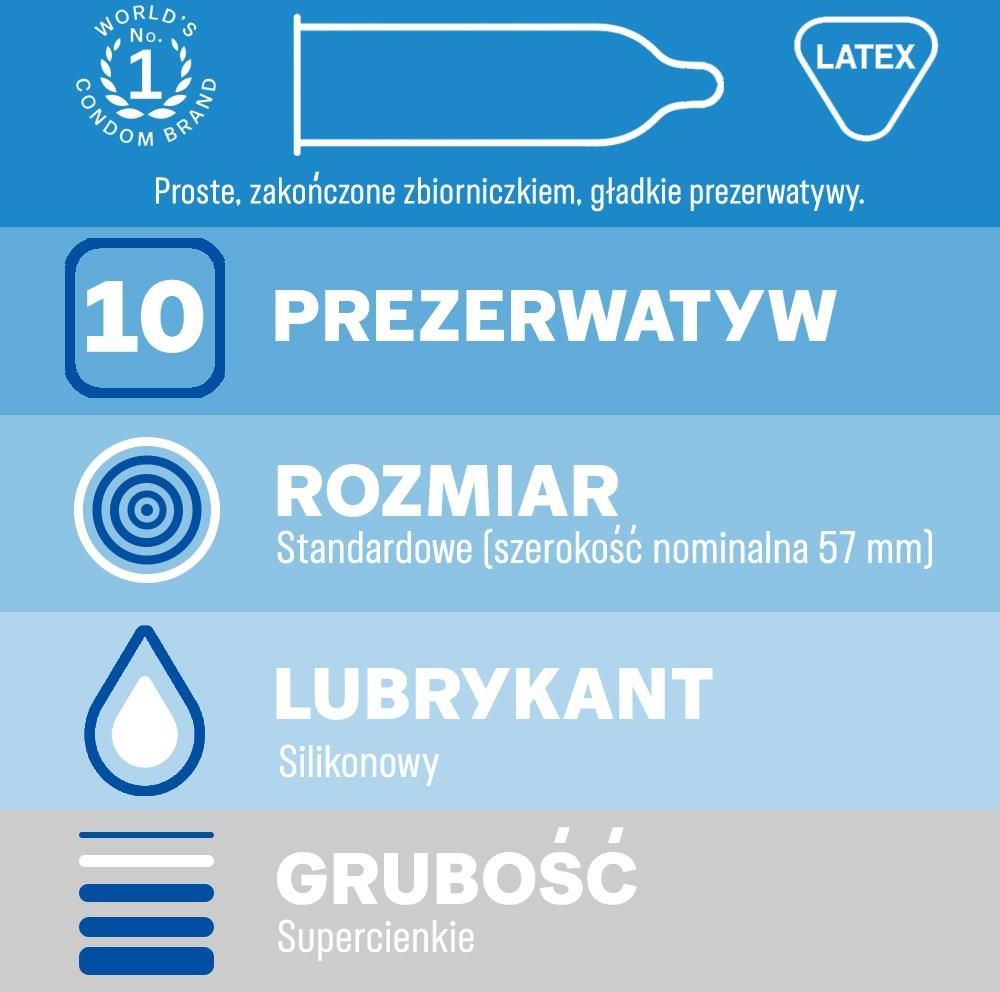 Durex Invisible Supercienkie XL Prezerwatywy extra powiększone  10 szt.