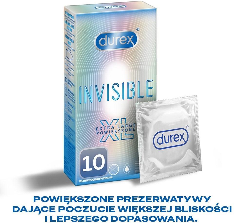 Durex Invisible Supercienkie XL Prezerwatywy extra powiększone 10 szt. - zdjęcie 2 Durex Invisible Supercienkie XL Prezerwatywy extra powiększone 10 szt.