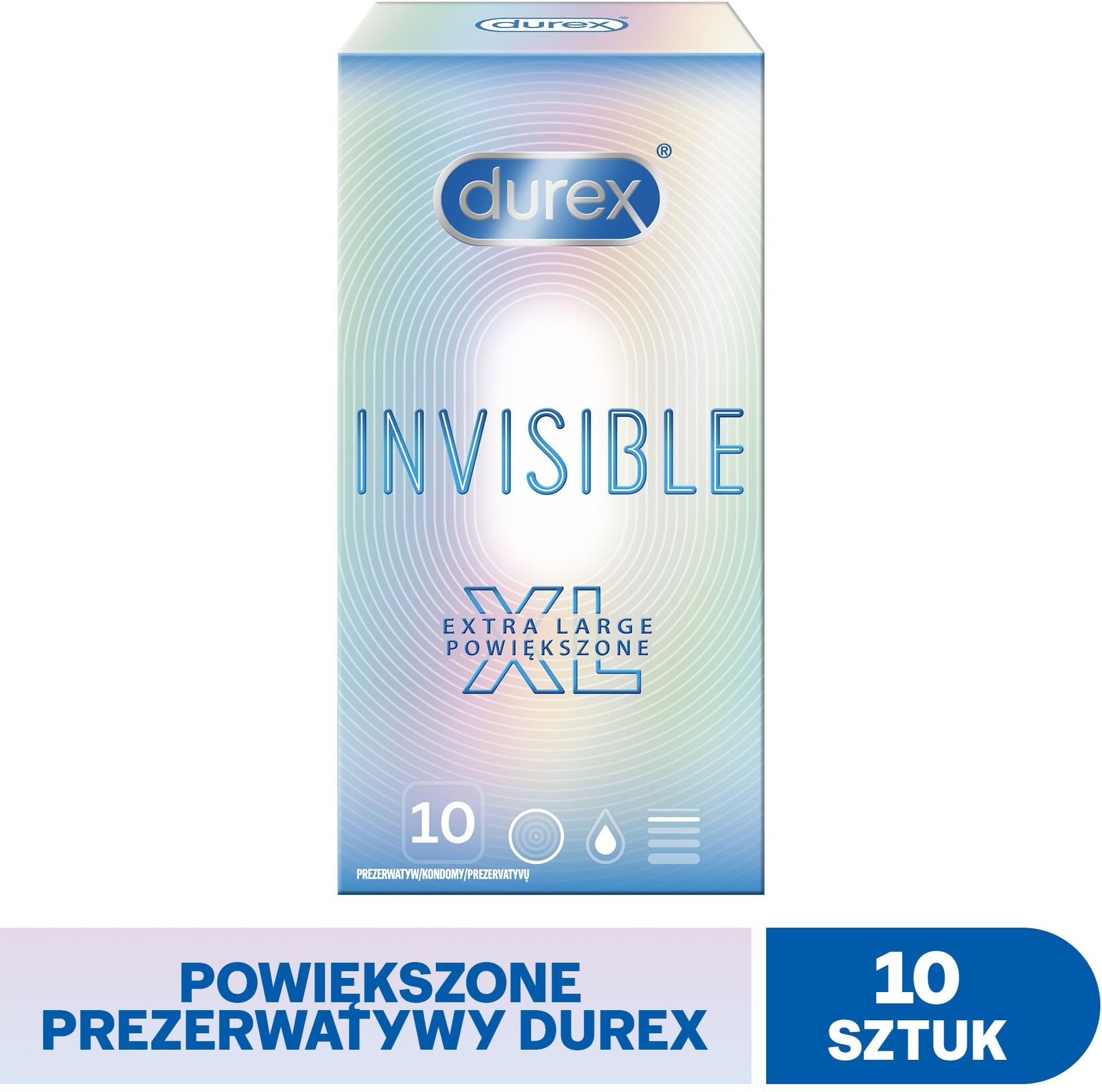Durex Invisible Supercienkie XL Prezerwatywy extra powiększone 10 szt. - zdjęcie 4 Durex Invisible Supercienkie XL Prezerwatywy extra powiększone 10 szt.