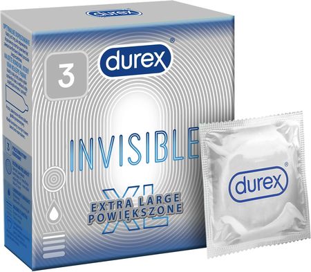 Durex Invisible Supercienkie XL Prezerwatywy extra powiększone 3 szt.