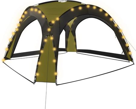 Vidaxl Namiot imprezowy z LED i 4 ściankami 3,6x3,6x2,3m zielony (92237)