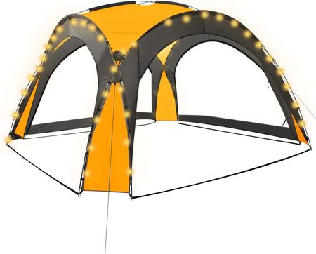 Vidaxl Namiot imprezowy z LED i 4 ściankami 3,6x3,6x2,3m żółty (92238)