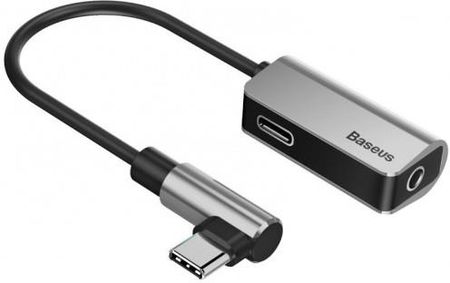 Baseus Adapter Audio L45 USB-C - Mini Jack 3.5mm i USB-C srebrny (CATL450S)