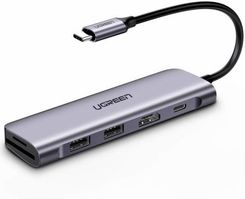 Zdjęcie Ugreen Adapter 5w1 Hub USB-C do 2x USB 3.0 + HDMI + SD/MicroSD + PD (70411) - Szczawno-Zdrój