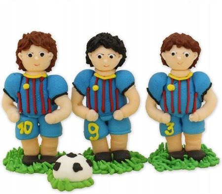 Figurki Trzej piłkarze w niebieskich strojach