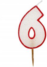 Zdjęcie Świeczka 6 biała brokatowa z czerwonym konturem - Grodzisk Wielkopolski