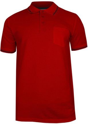 Czerwona Koszulka POLO z Lamówką, Męska, Krótki Rękaw -PAKO JEANS- T-shirt, z Kieszonką TSPJNSPOLOCITYcr