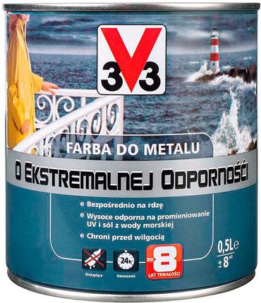 V33 Farba Do Metalu Jasny Popiel Połysk 0,5L