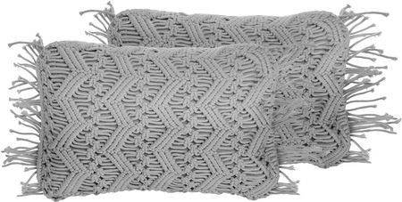 Beliani Zestaw 2 poduszek dekoracyjnych szary bawełniany makrama 35 x 45 cm z wypełnieniem Kirikkale