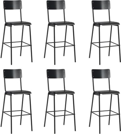 vidaXL Krzesła Barowe 6 Szt Czarne Sklejka I Stal
