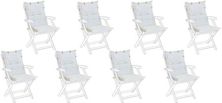 Beliani Zestaw 8 poduszek na krzesła ogrodowe biały pikowany z zagłówkami Maui