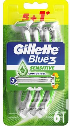 Gillette Jednorazowe Maszynki Dogolenia Blue 3 Sensitive 6 Szt