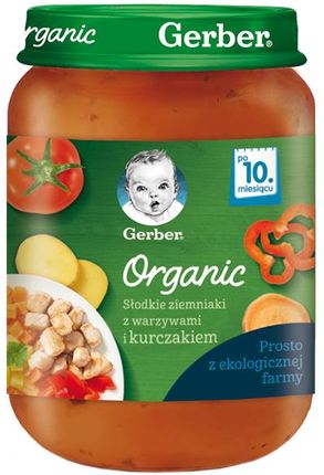 Gerber Organic Obiadek Słodkie Ziemniaki Z Warzywami I Kurczakiem dla niemowląt po 10 Miesiącu 190g