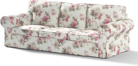 Dekoria Pokrowiec na sofę Ektorp 3-osobową, rozkładaną, różowo-beżowe róże na kremowym tle, 218 x 88 x 88 cm, Mirella