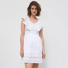 House - Biała sukienka z haftowanej bawełny - Biały - Ceny i opinie -  