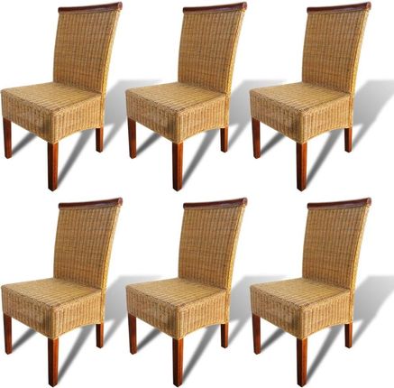 Krzesła Stołowe 6 Szt Brązowe Naturalny Rattan