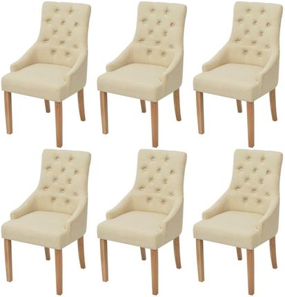 Krzesła Stołowe 6 Szt Kremowe Tkanina
