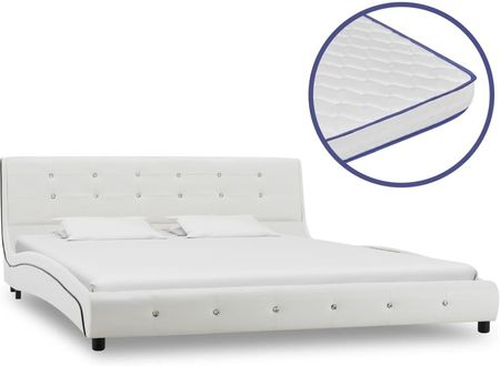 Łóżko Z Materacem Memory Białe Sztuczna Skóra 160X200 Cm