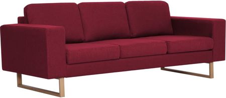 Sofa 3-Osobowa Tapicerowana Tkaniną Kolor Czerwonego Wina