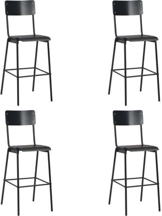 Krzesła Barowe 4 Szt Czarne Sklejka I Stal