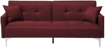 Beliani Sofa Rozkładana Czerwona Lucan