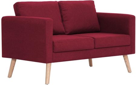 Sofa 2-Osobowa Tapicerowana Tkaniną Kolor Czerwonego Wina