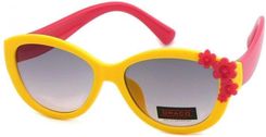Draco Okulary Przeciwsłoneczne Dziecięce Uv 400, Z Kwiatuszkami Żółto-Czerwone - Okulary przeciwsłoneczne dziecięce