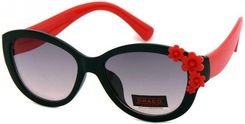 Draco Okulary Przeciwsłoneczne Dziecięce Uv 400, Z Kwiatuszkami Czarno-Czerwone - Okulary przeciwsłoneczne dziecięce
