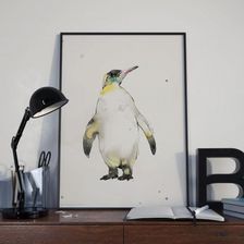 Plakat Pingwin - Ozdoby do pokoju dziecięcego handmade