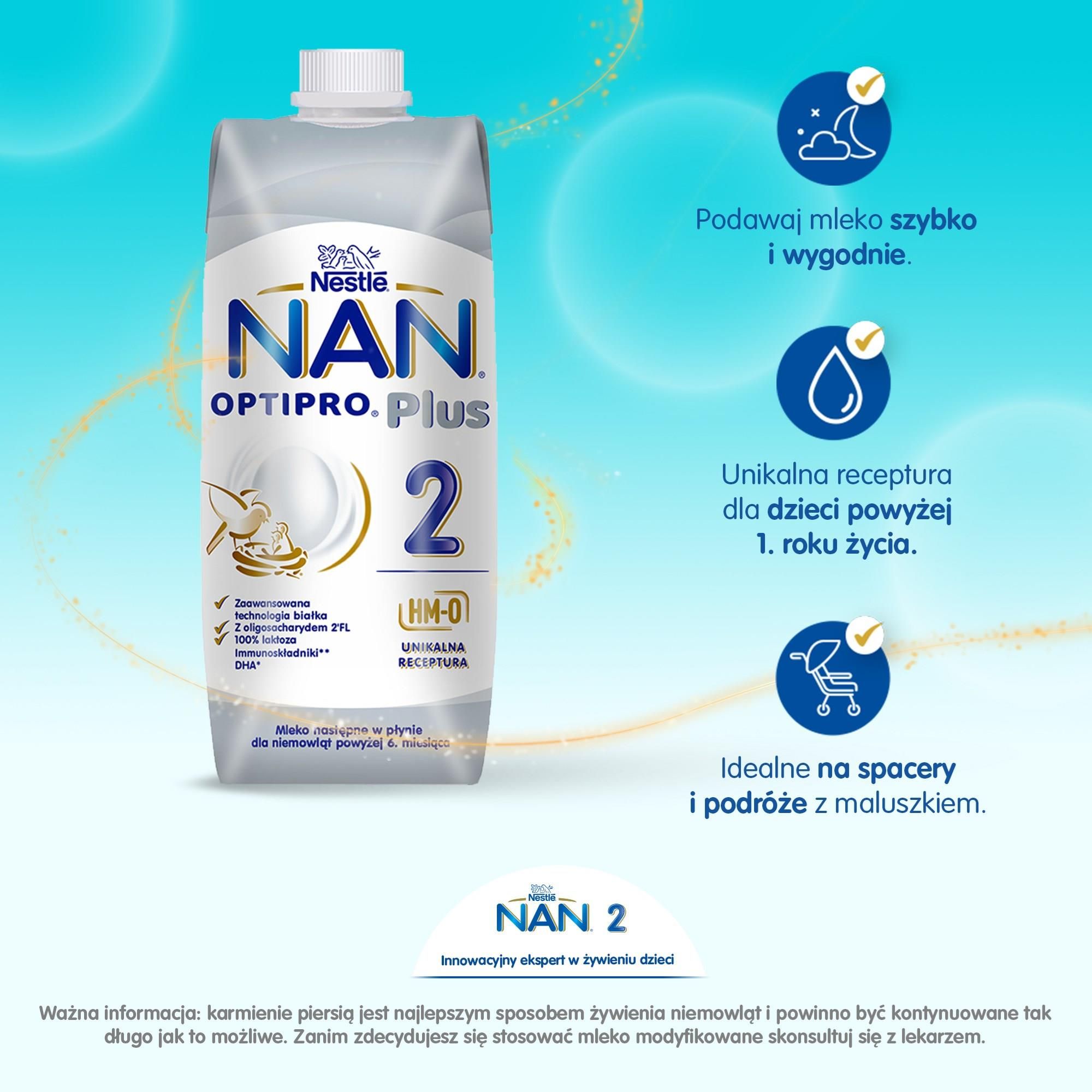 NESTLE NAN OPTIPRO Plus 2 HMO Mleko Następne W Płynie dla niemowląt