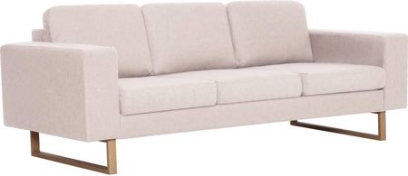 Sofa 3-osobowa, tapicerowana tkaniną, kremowa
