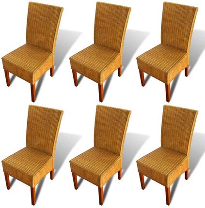 Krzesła Stołowe 6 Szt Brązowe Naturalny Rattan 13452-274205