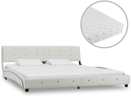 Łóżko Z Materacem Białe Sztuczna Skóra 180X200 Cm 13452-277573