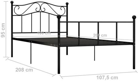 vidaXL Rama Łóżka Czarna Metalowa 100X200 Cm 13452-284524 - zdjęcie 3