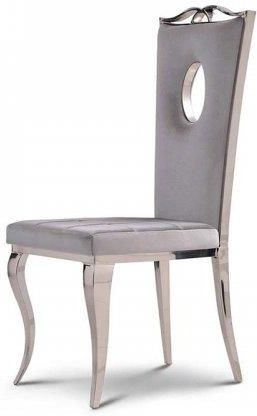 BellaCasa.co Krzesło glamour Luxury Silver srebrne tapicerowane