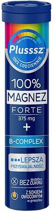 Plusssz 100% Magnez Forte + B-Complex, smak pomarańcza-grejpfrut, 20 tabletek musujących