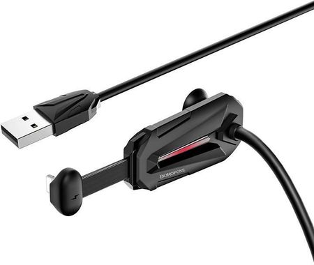 Borofone kabel gamingowy USB A do Lightning z ergonomicznym uchwytem do telefonu 1,2m czarny