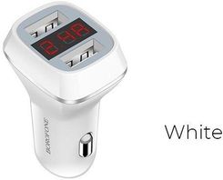 Borofone Biały 2xUSB 5V/2.4A z wyświetlaczem LCD (BFOBZ3W)