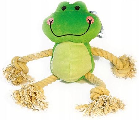 Zabawka dla psa Duża pluszowa żaba ze sznurami