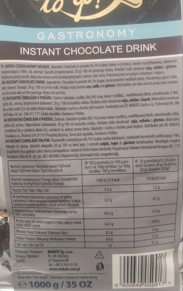 Mokate Czekolada do picia To Go! 1kg Gęsta!