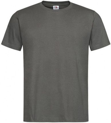 Ciemny Szary Bawełniany T-Shirt Męski Bez Nadruku -STEDMAN- Koszulka, Krótki Rękaw, Basic, U-neck TSJNPLST2000realgrey