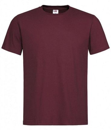 Bordowy Bawełniany T-Shirt Męski Bez Nadruku -STEDMAN- Koszulka, Krótki Rękaw, Basic, U-neck TSJNPLST2000burgundyred