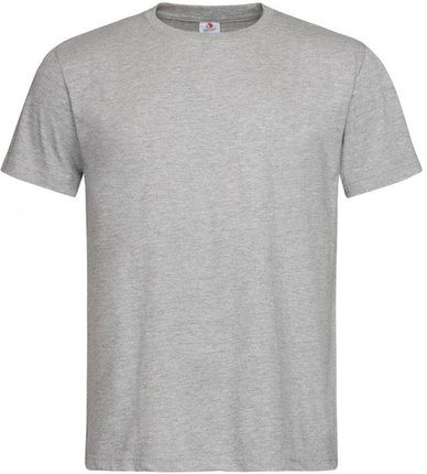 Szary Bawełniany T-Shirt Męski Bez Nadruku -STEDMAN- Koszulka, Krótki Rękaw, Basic, U-neck TSJNPLST2000greyheather
